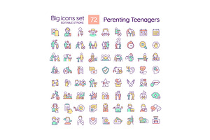 Parenting teenagers RGB color icons, an Outline Icon by IMG Visuals