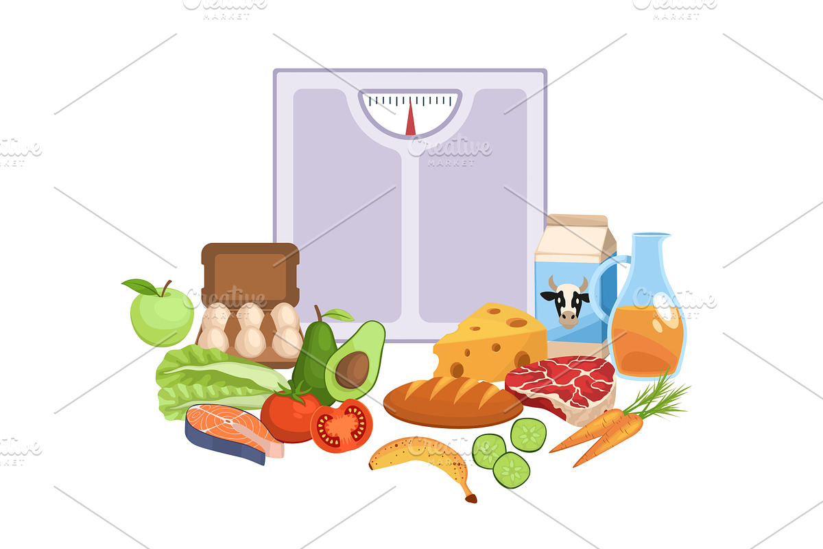Mediterranean diet. Healthy eating, a Food Illustration by YummyBuum