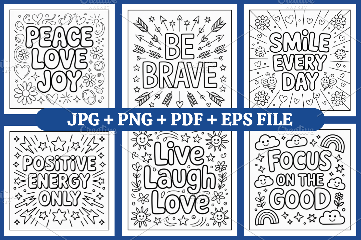 Positive Quotes Coloring Pages, a Decorative Illustration by Coco Bloom (Photo 2 of 4)