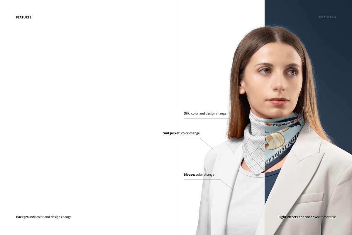 Silk Scarf Mockup Set, a Mask Mockup by Creatsy (Photo 3 of 9)