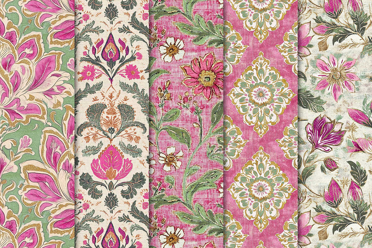 Intricate Indian Floral Patterns, a Pattern Graphic by Maishop (Photo 2 of 4)