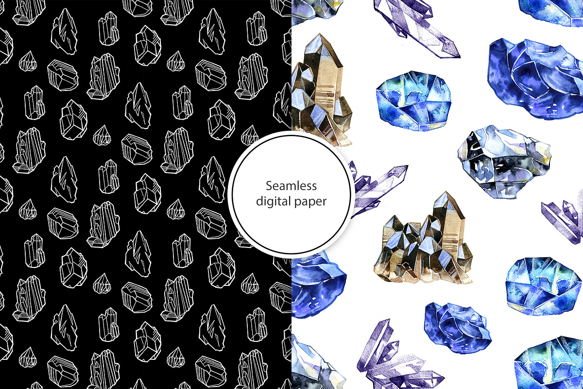 Watercolor minerals and gems, an Illustration by NataliMiasStore (Photo 10 of 10)