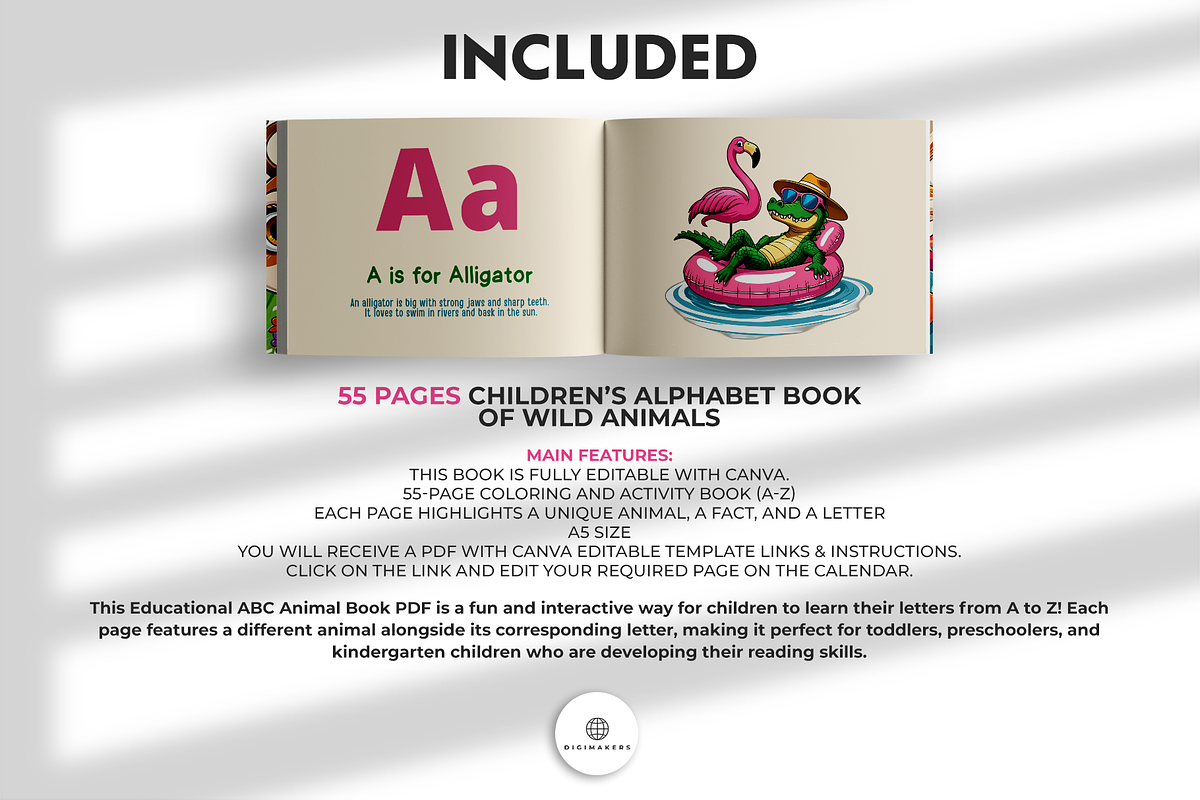 Children’s Alphabet Book of Animals, a Brochure Template by Nina Shaw (Photo 2 of 12)