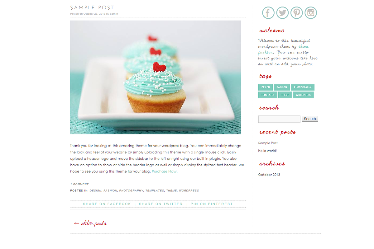 Wordpress Template - Cupcake, a WordPress Template by Theme Fashion (Photo 2 of 2)