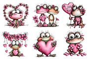 Valentine's Whimsical Frogs Clipart, an Illustration by Dream Creation (Thumbnail 5 of 8)