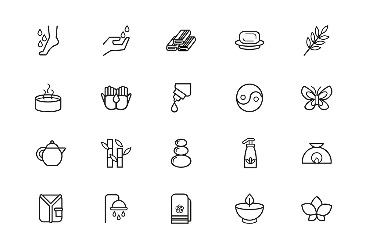Spa Wellness Line Icon Set, an Outline Icon by studiogstock (Photo 3 of 4)