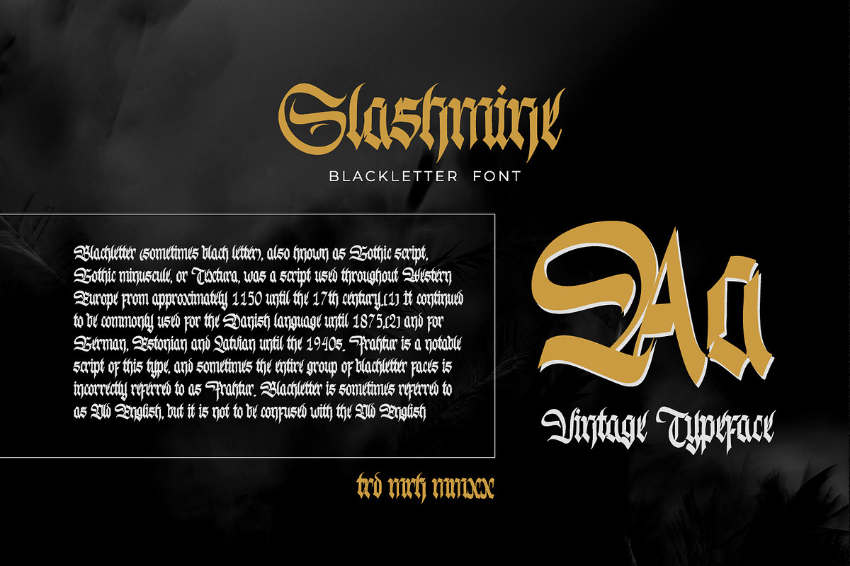 Slashmine, a Blackletter Font by Vintage Division (Photo 2 of 10)