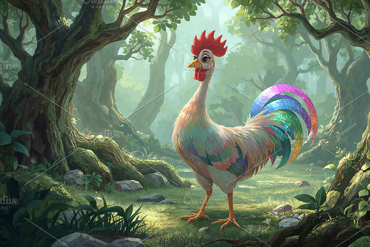 Standing rooster, an Illustration by wavebreak