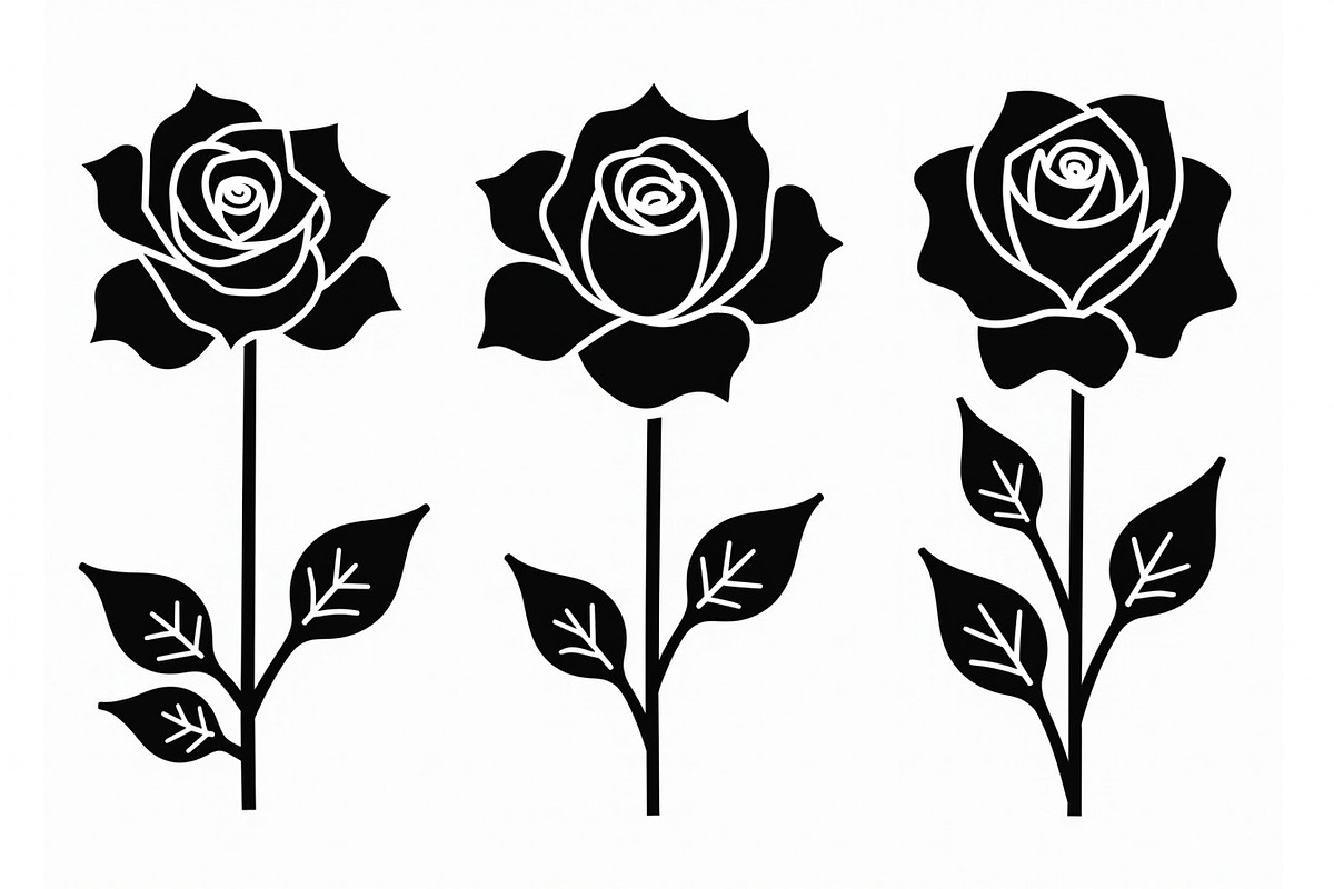 set of vector roses silhouettes, an Illustration by Amazin_art (Photo 10 of 17)