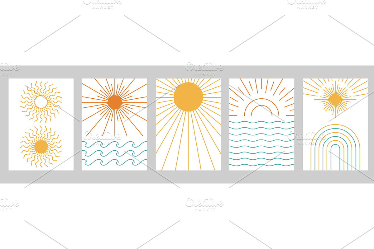 Boho sun poster backgrounds, an Illustration by winwin.art