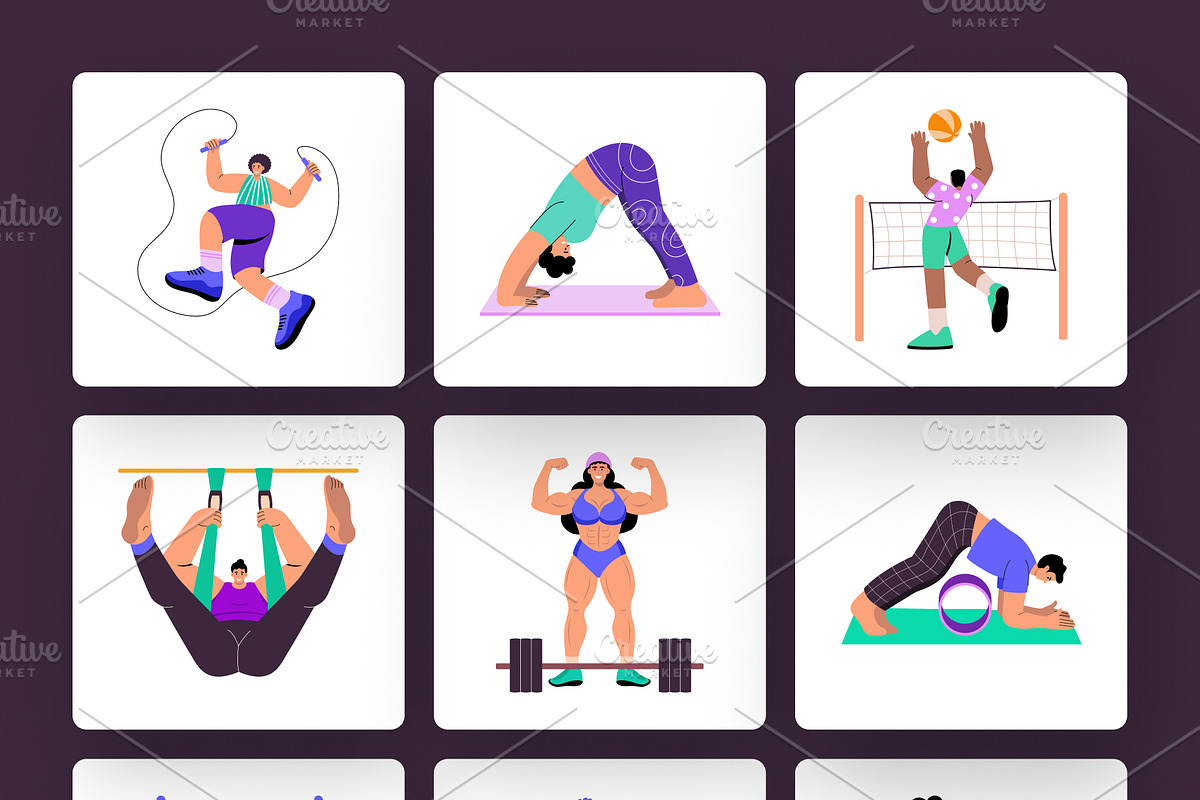 Exercise Illustration Set, a Healthcare Illustration by Brickclay (Photo 9 of 9)