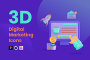 3D Digital Marketing Icons, a 3D by Flat Icons (Thumbnail 1 of 5)