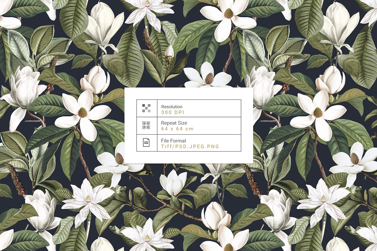 Mongnyeon, Luxury Magnolia Print!, a Pattern Graphic by Pink Linen (Photo 2 of 10)
