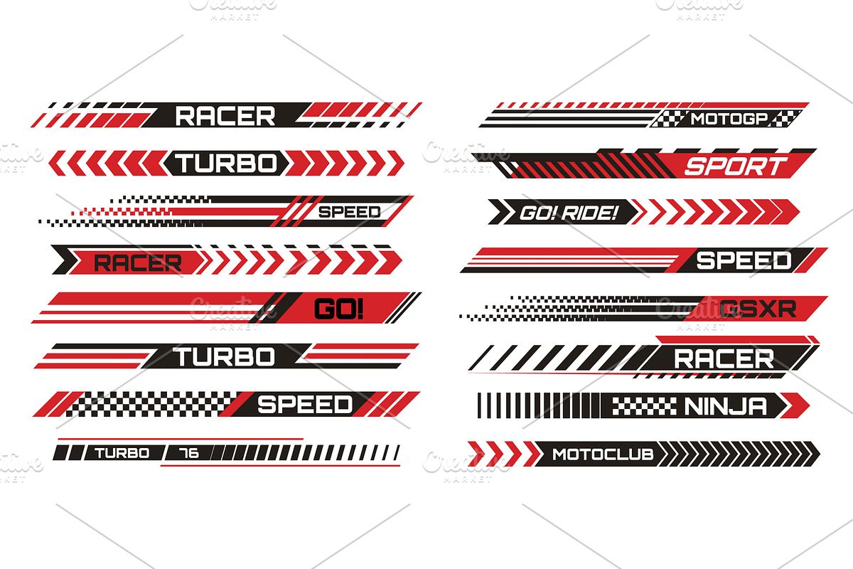Stickers set for speed race car or, an Object Illustration by art PVP - market