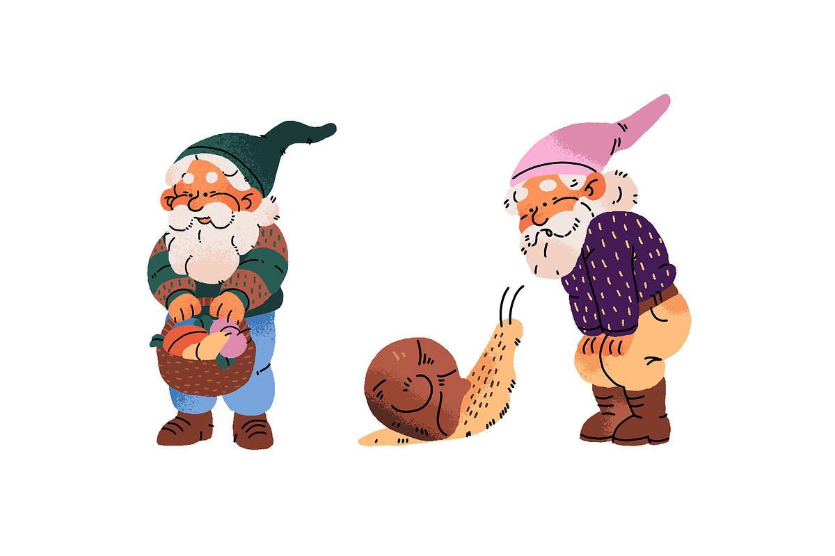 Cute garden gnomes set + pattern, a Person Illustration by PaperTrident (Photo 2 of 8)