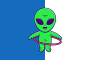 Cute Alien Playing Hulahoop Cartoon, an Object Illustration by Artstorystudio (Thumbnail 2 of 3)