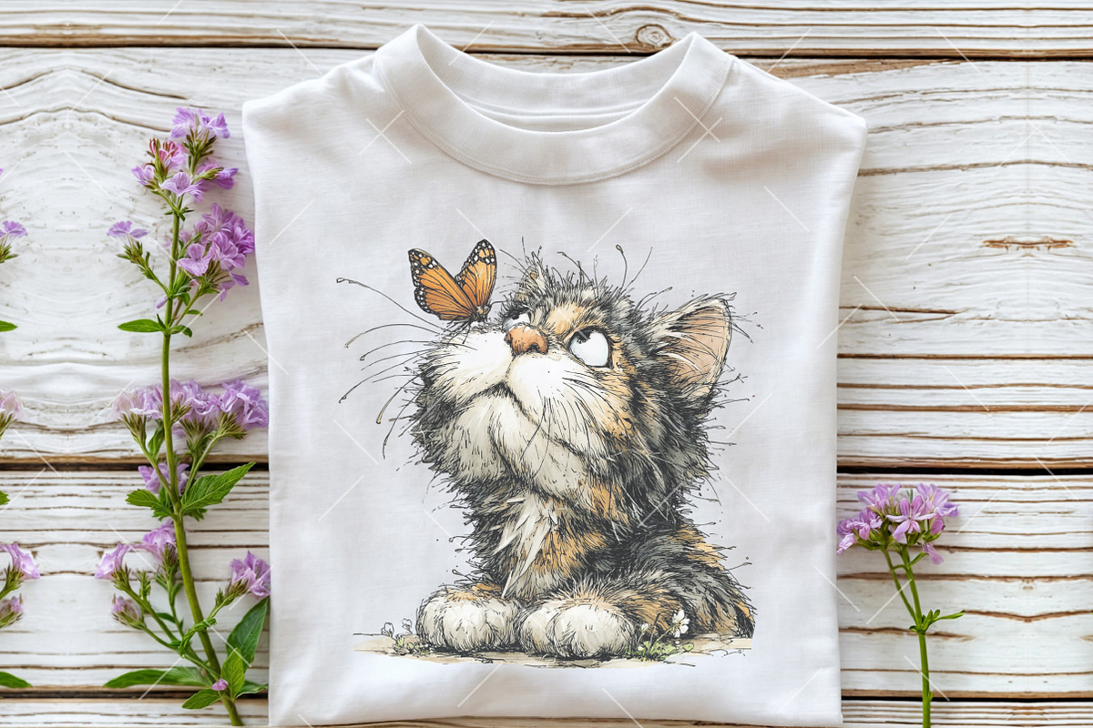 Whimsical Spring Cat Clipart, an Illustration by OK Design (Photo 6 of 6)