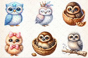 Watercolor Baby Owl Clipart, an Illustration by Rose Art (Thumbnail 3 of 7)