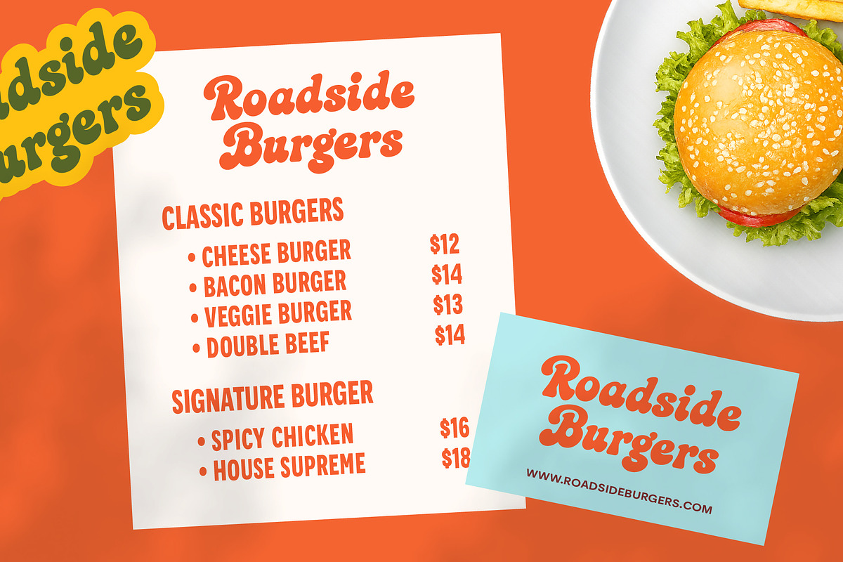 Retro Food Branding - Font Bundle, a Script Font by Edignwn Type (Photo 11 of 12)