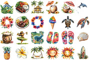 Watercolor Hawaii Clipart Bundle, an Illustration by Sublimation Artist (Thumbnail 2 of 6)
