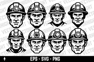 Vector logo of a focused miner, a Person Illustration by Vectorhight