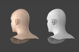 Natural Male Head 02 Generic Mesh