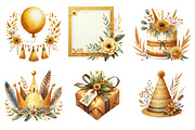 Boho Mustard Yellow Birthday Clipart, an Illustration by SinaCreation (Thumbnail 2 of 5)