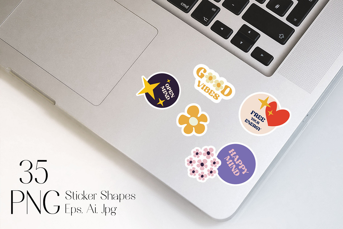 Set Positive Stickers Groovy style, an Object Graphic by ViktoriaLapshyna (Photo 4 of 4)