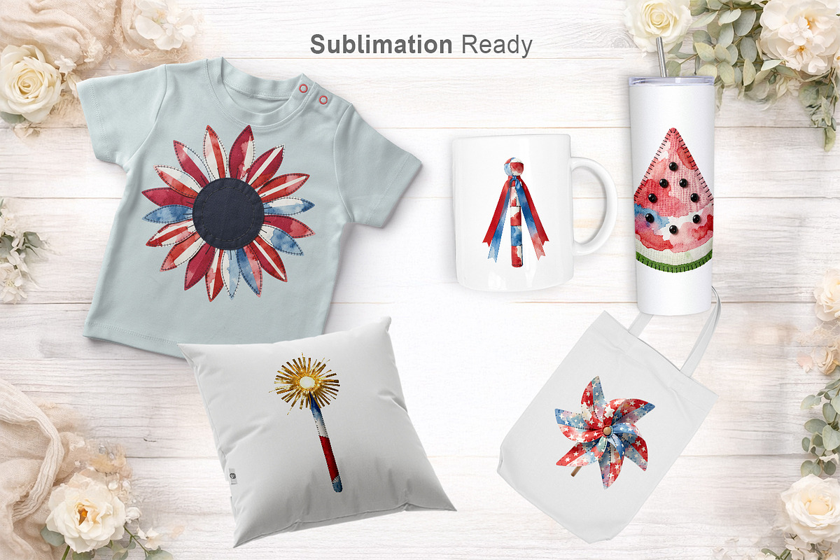 Patriotic Patchwork Sublimation, a Seasonal Illustration by Artnoy (Photo 6 of 18)