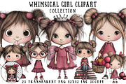 Whimsical Girl Clipart, an Illustration by OK Design (Thumbnail 1 of 6)