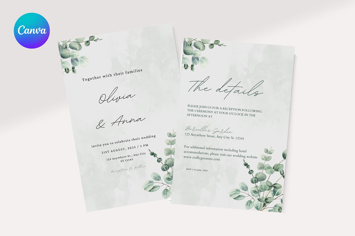 Green Leafy Wedding and Details Card, an Invitation Template by TheSimplySereneShop (Photo 6 of 10)