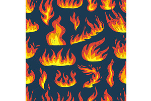 Crayon fire seamless pattern, an Illustration by Valerie Bodnar
