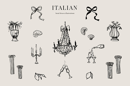 Italy abstract line art. Wedding svg, a Decorative Illustration by Summer Nightingale Art