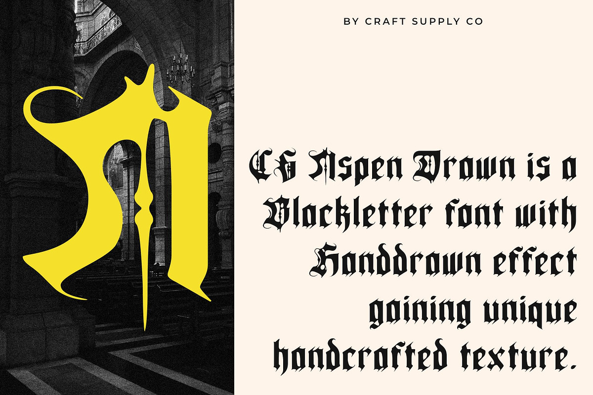 CS Aspen Drawn, a Blackletter Font by Craft Supply Co. (Photo 2 of 8)