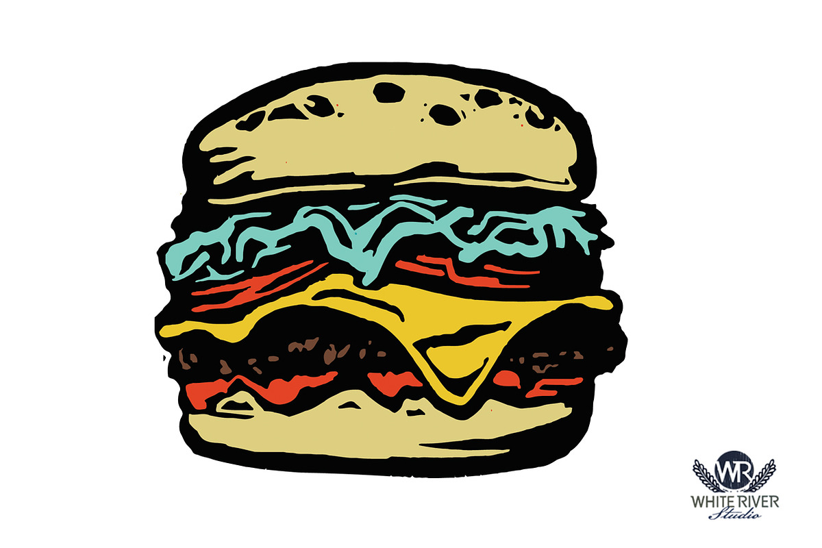 Retro Diner Linocuts, an Illustration by WhiteRiverStudio (Photo 6 of 11)