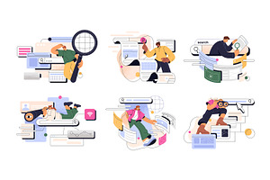 People search information online set, a Person Illustration by PaperTrident