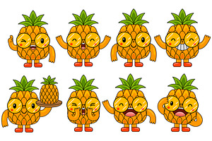 Pineapple Mascot Vector Pack, an Illustration by MEDZ