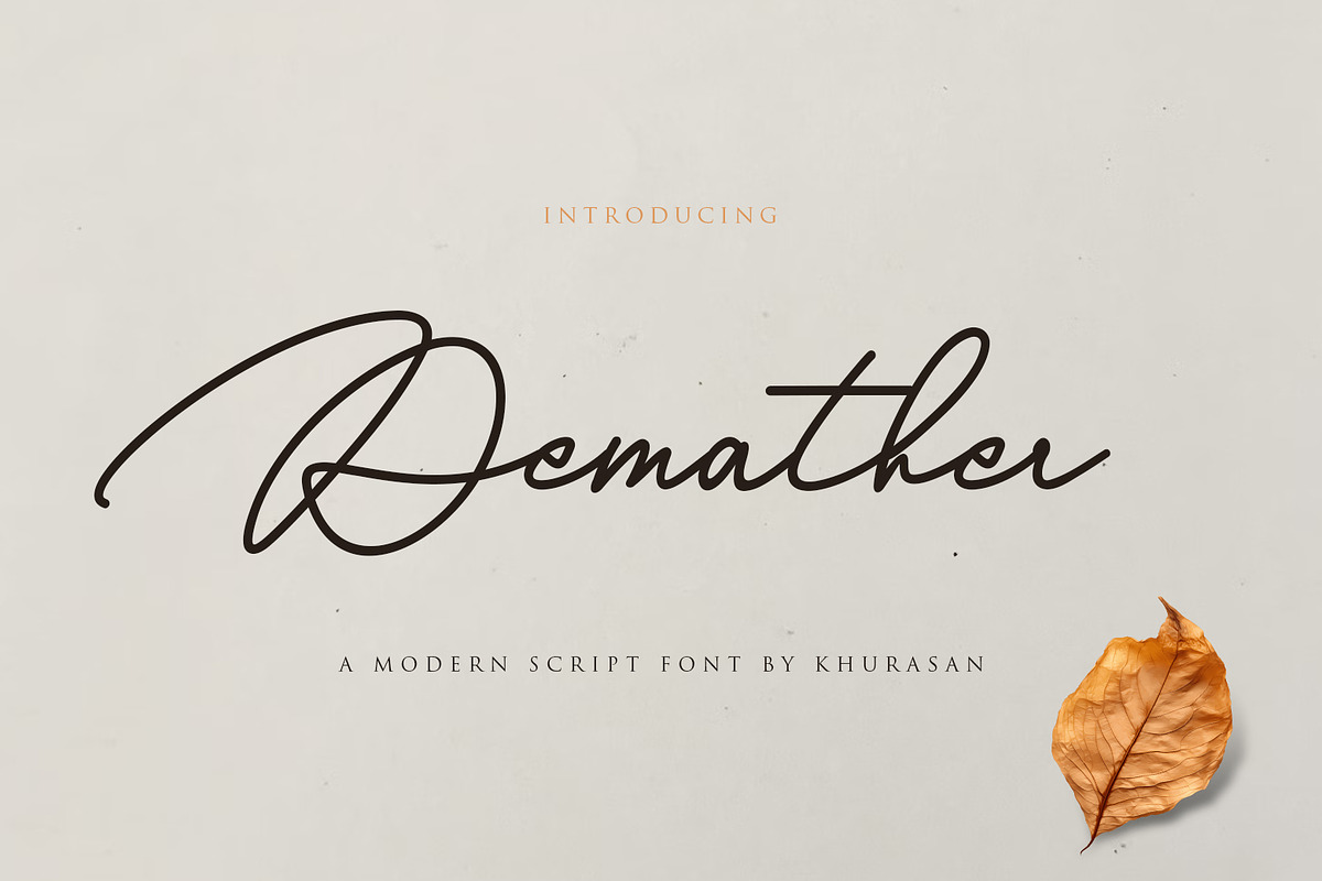 Demather Script, a Sans Serif Font by khurasan (Photo 1 of 6)
