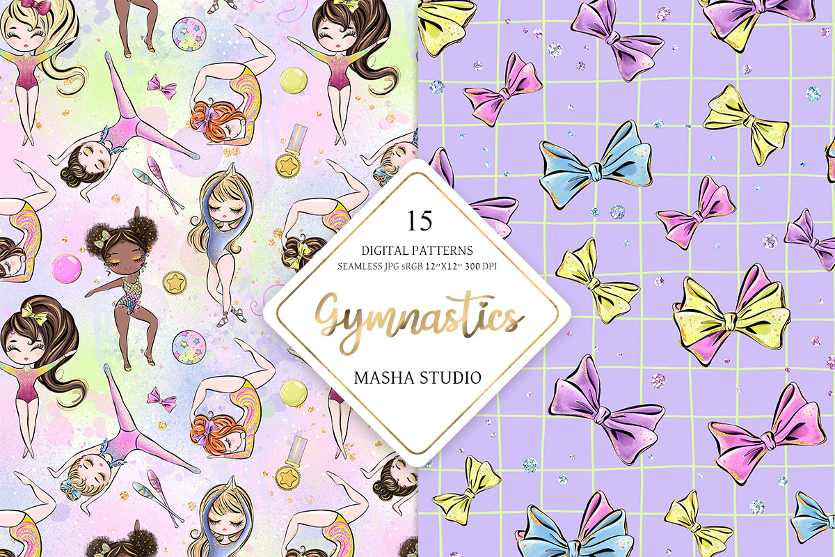 Gymnastics Digital Papers, a Pattern Graphic by Masha  Studio (Photo 2 of 6)