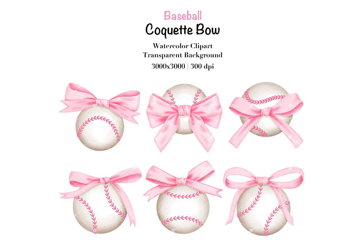 Coquette Baseball PNG Clipart., a Sport Illustration by KisbyArt (Photo 3 of 4)