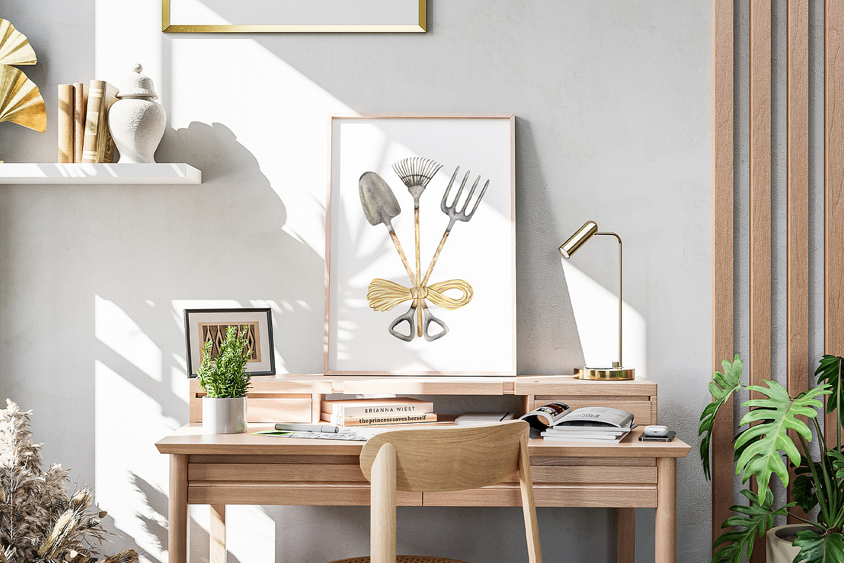 Garden Tools Watercolor Set, an Object Illustration by WatercolorElena (Photo 6 of 11)