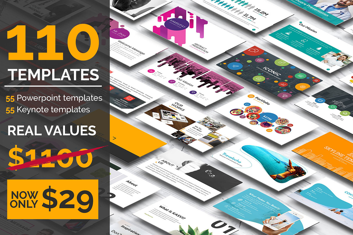 110 Powerpoint & Keynote Template, a Presentation Template by SlideFactory (Photo 1 of 30)