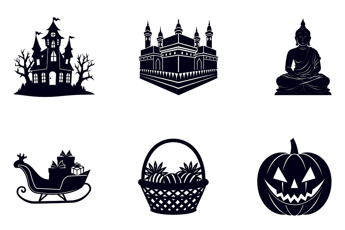 Festive & Holiday Silhouettes, an Illustration by Creative_View (Photo 3 of 4)