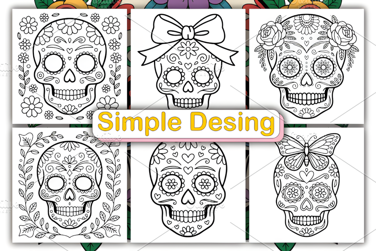 Easy Sugar Skull Coloring Book, an Animal Illustration by Ink Gallery (Photo 3 of 4)