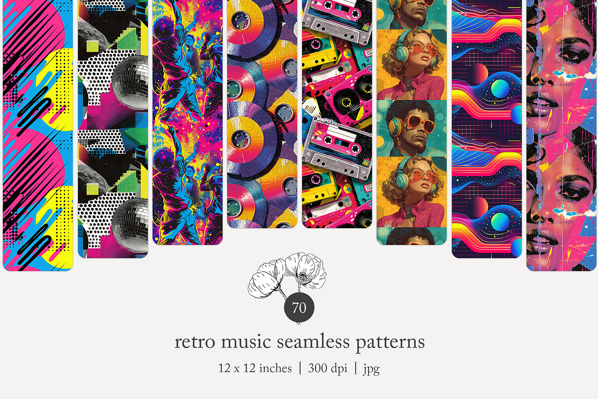 70 retro music seamless pattern, a Pattern Graphic by Poppy Lane Studio (Photo 1 of 10)
