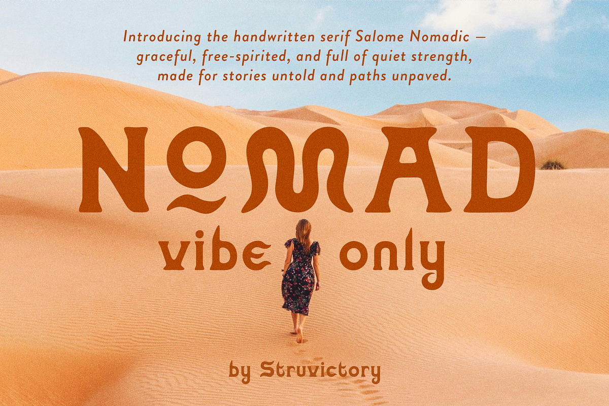 Salome Nomadic Handwritten Logo Font, a Serif Font by Struvictory.art (Photo 2 of 9)