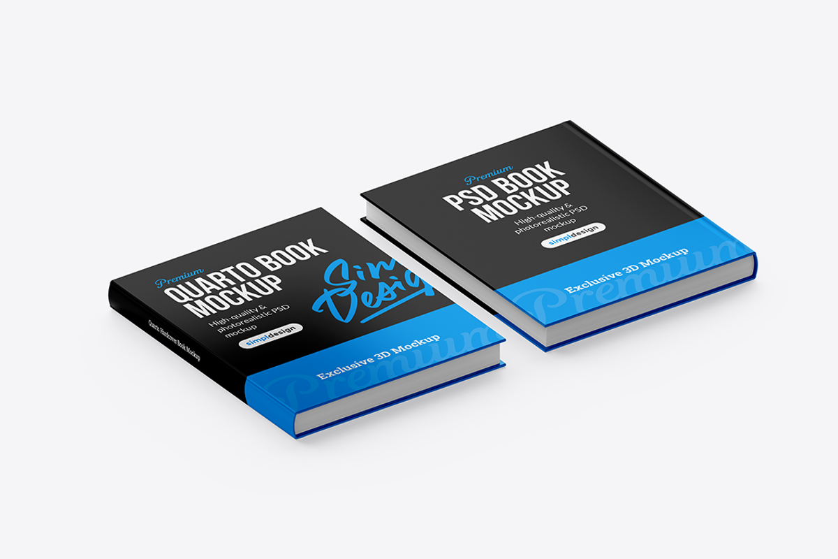 Quarto Hardcover Book Mockup, a Books & Magazine Mockup by SimplDesign (Photo 11 of 13)