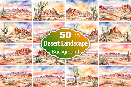 Watercolor Desert Landscape, a Background Graphic by Forhadx5