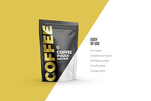 Coffee Pouch Mockup. Half Side