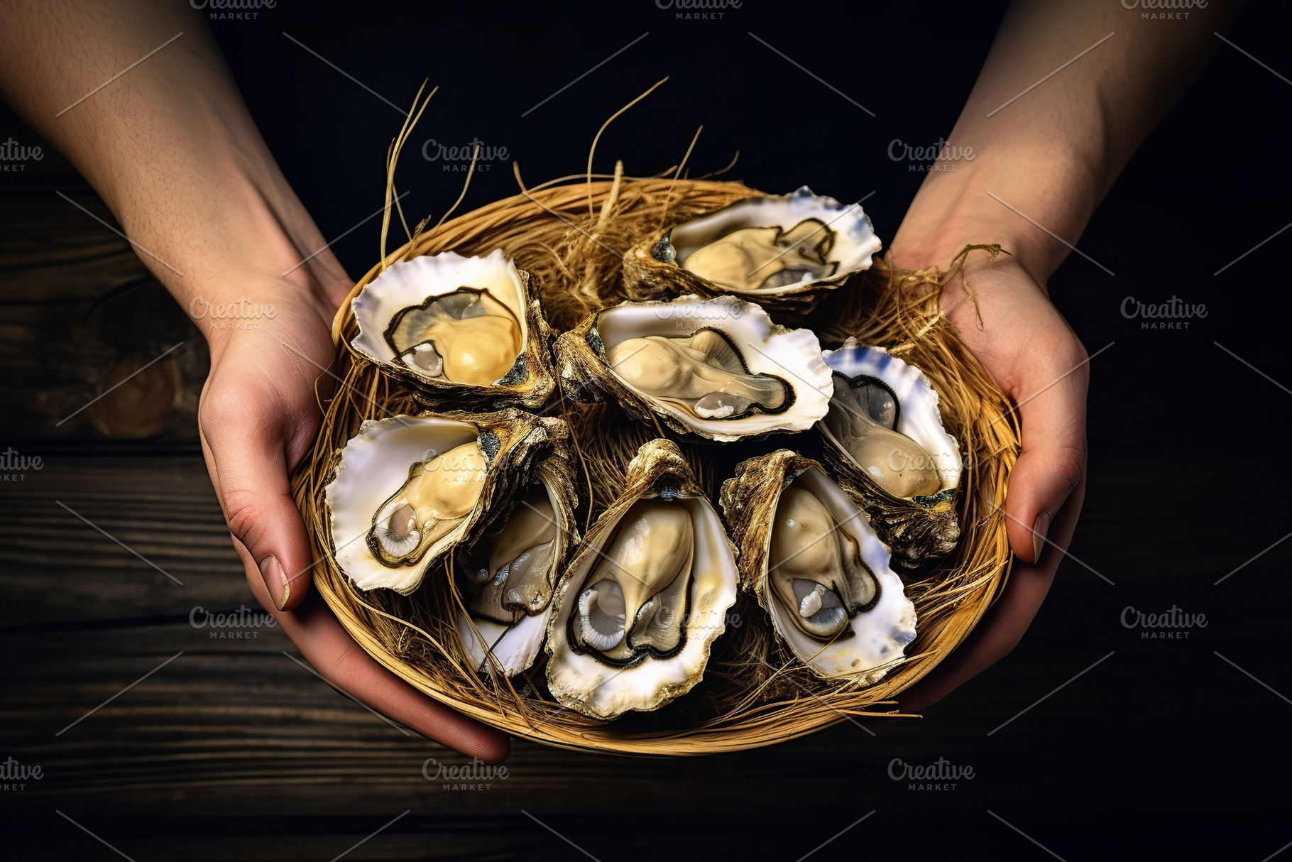 Fresh oysters in female hands, a Food & Drink Photo by AlyaAnd